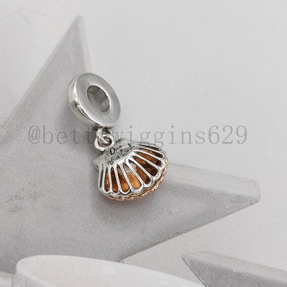 Pandora Sea Shell & Treated Freshwater Cultured Pearl Dangle Charm - Picture 6 of 7